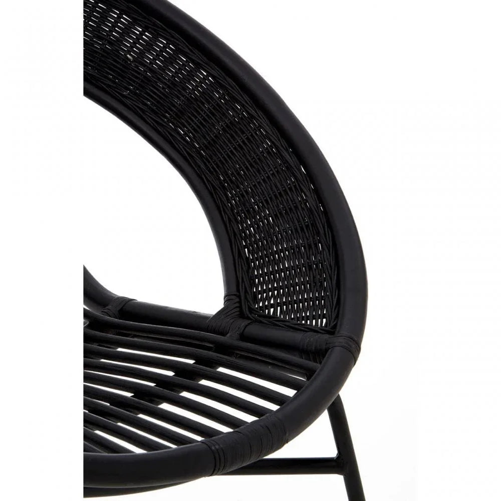 Brixton Black Natural Rattan And Iron Black Chair