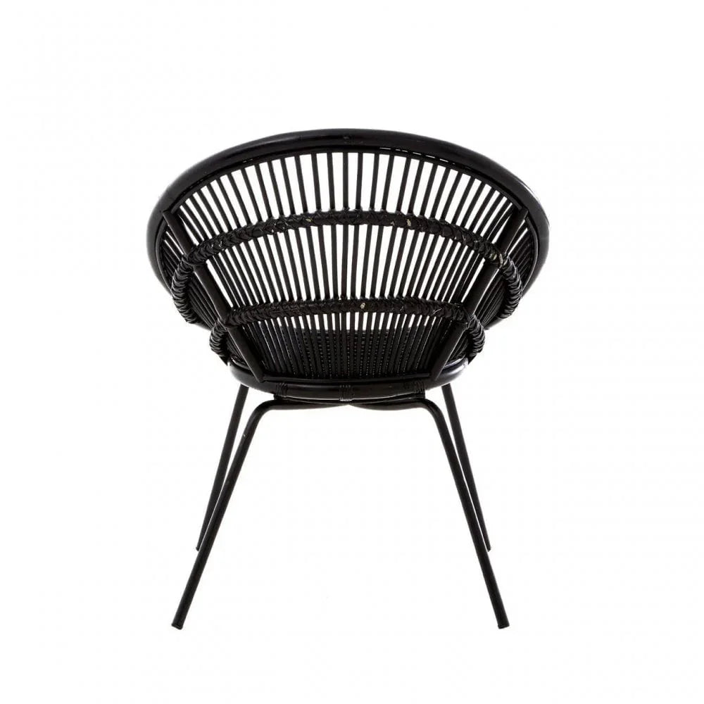 Brixton Black Natural Rattan Chair With Iron Legs