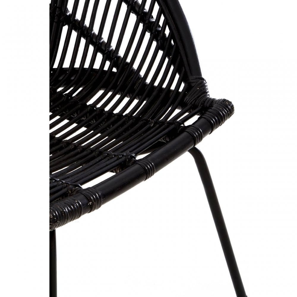 Brixton Black Natural Rattan Chair With Iron Legs