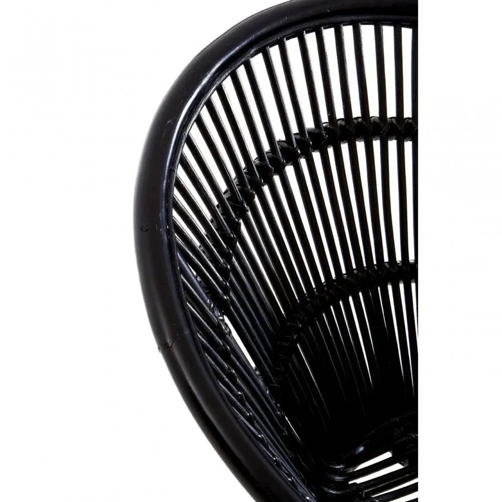 Brixton Black Natural Rattan Chair With Iron Legs