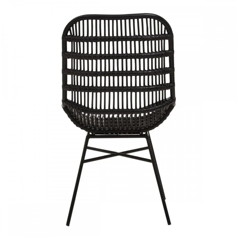 Brixton Curved Black Natural Rattan Chair