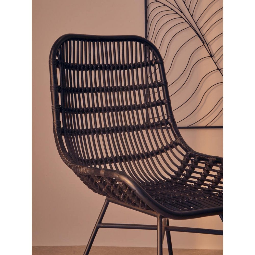 Brixton Curved Black Natural Rattan Chair