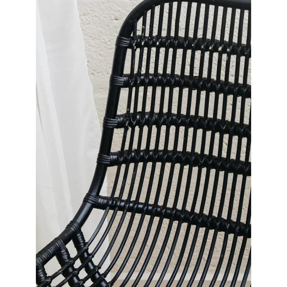 Brixton Curved Black Natural Rattan Chair