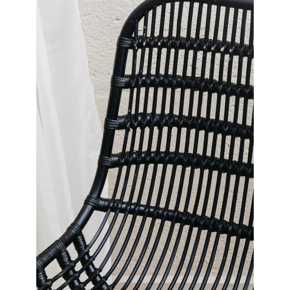 Brixton Curved Black Natural Rattan Chair