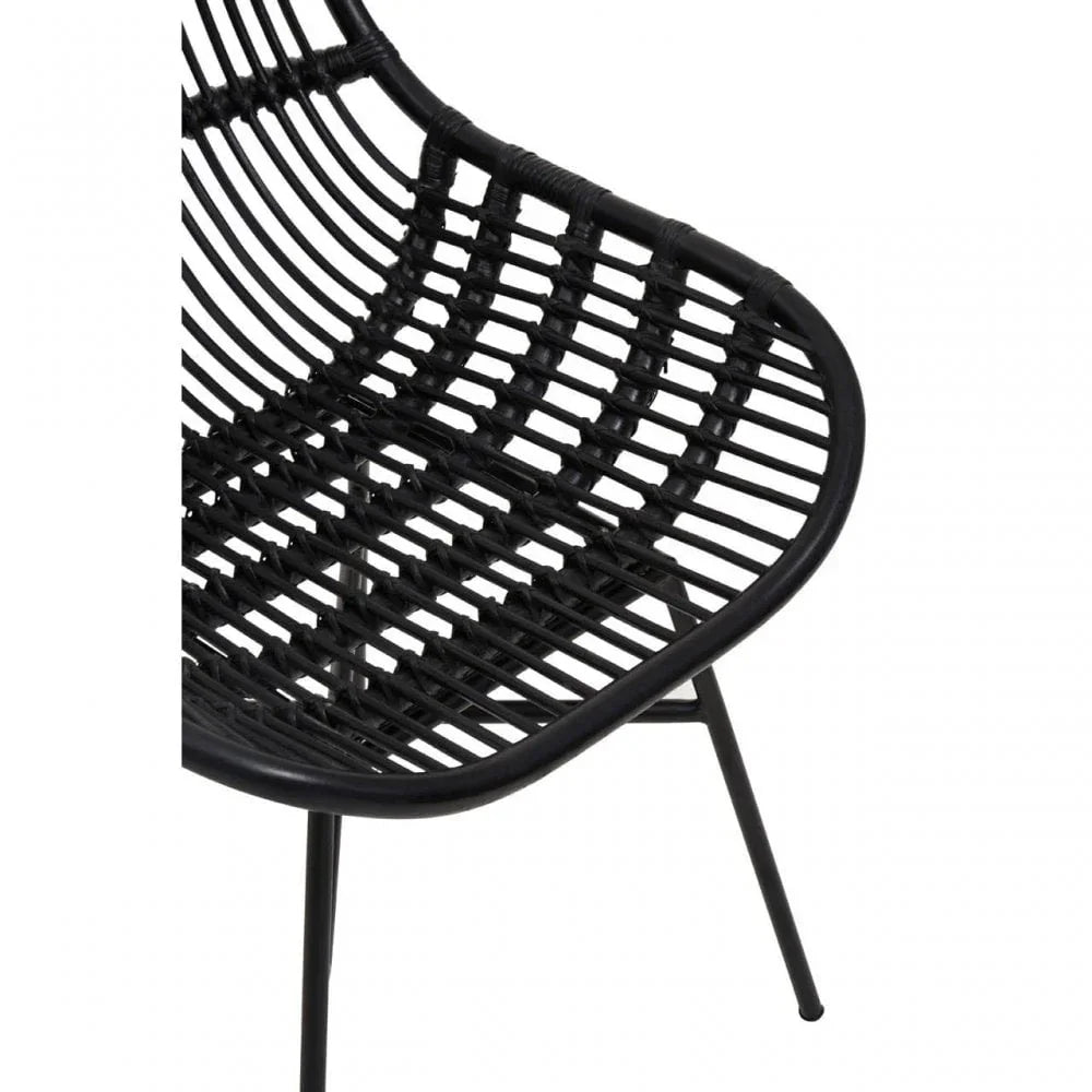 Brixton Curved Black Natural Rattan Chair