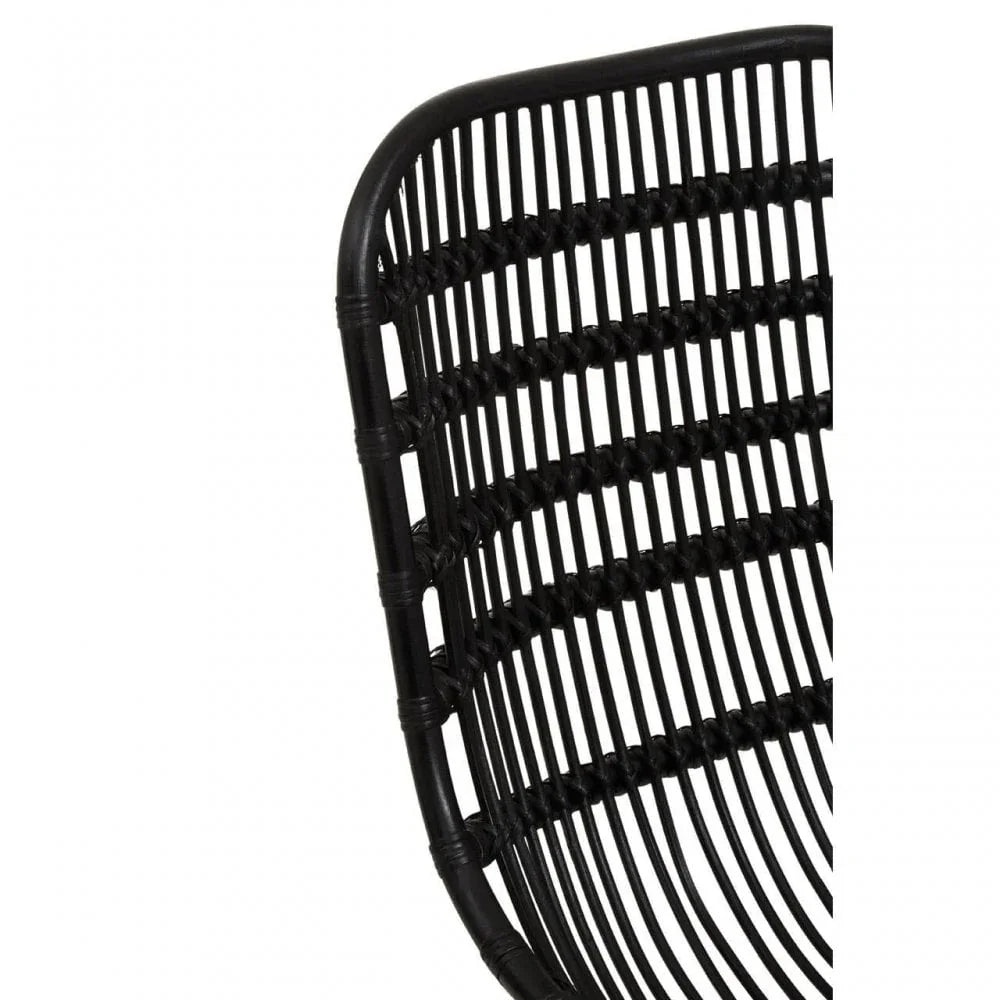 Brixton Curved Black Natural Rattan Chair