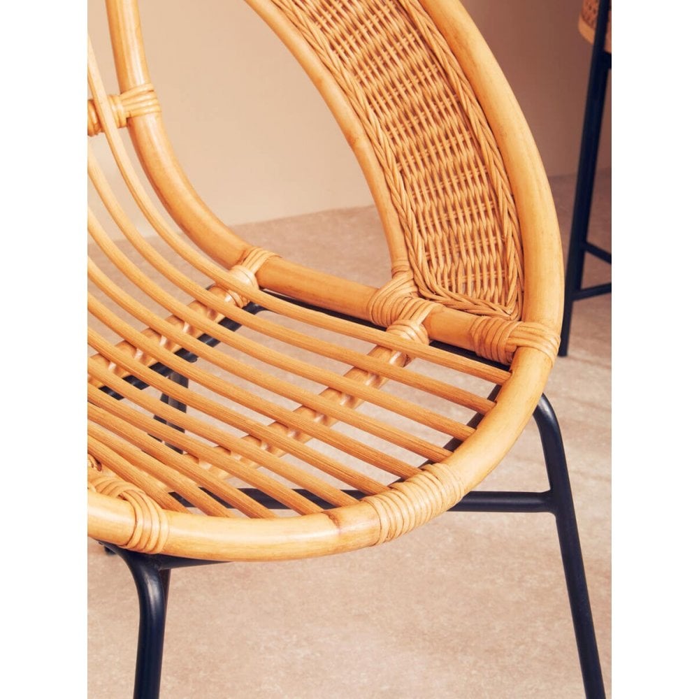 Brixton Natural Rattan And Black Iron Chair