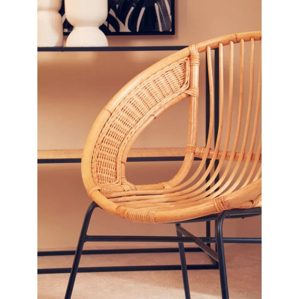 Brixton Natural Rattan And Black Iron Chair