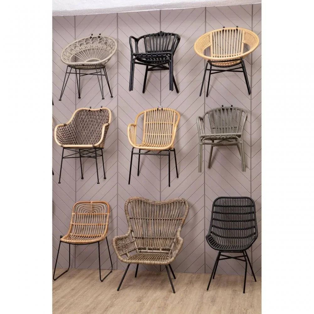 Brixton Natural Rattan And Black Iron Chair