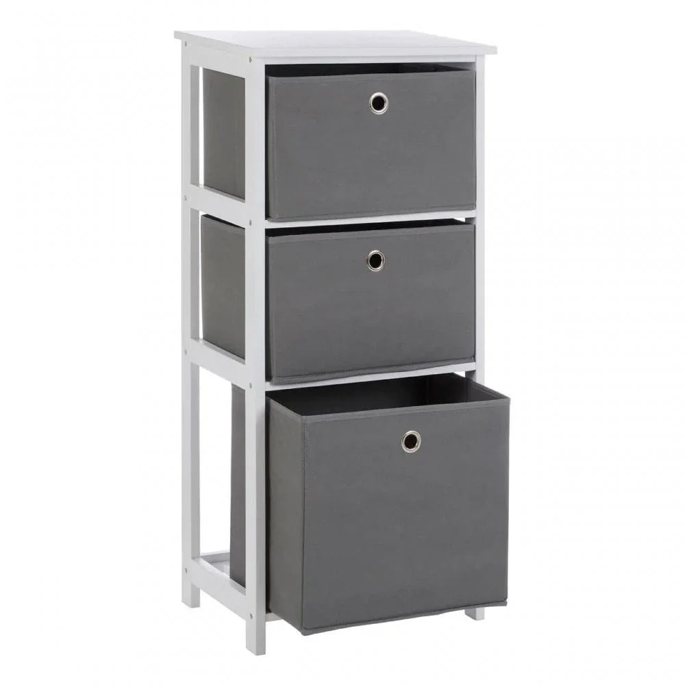 Marlow 3 Grey Fabric Drawers Cabinet
