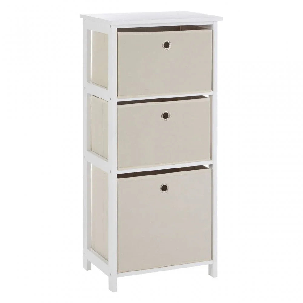 Marlow 3 Natural Fabric Drawers Cabinet