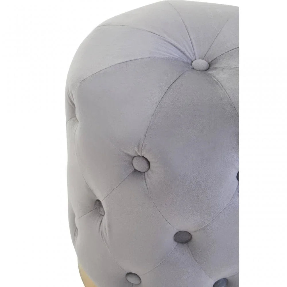 Seraphina Grey Velvet Button Tufted Stool