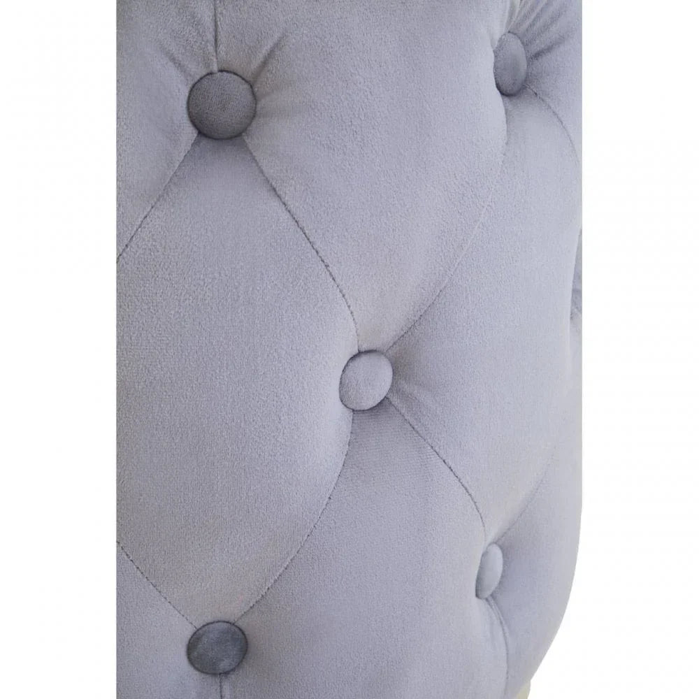 Seraphina Grey Velvet Button Tufted Stool