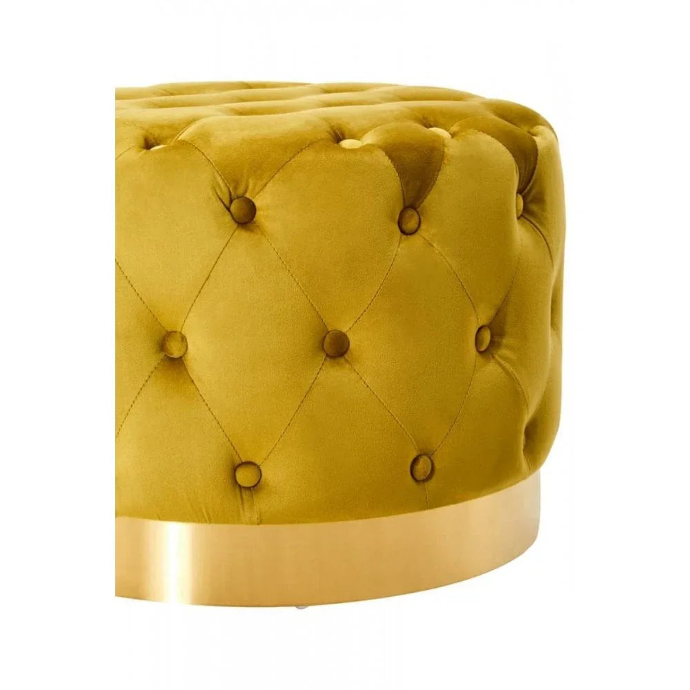 Seraphina Pistachio Velvet Stool With Matte Gold Finish Base