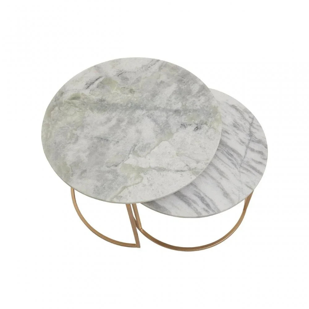 Aurelia Nest Of 2 White Marble Coffee Tables
