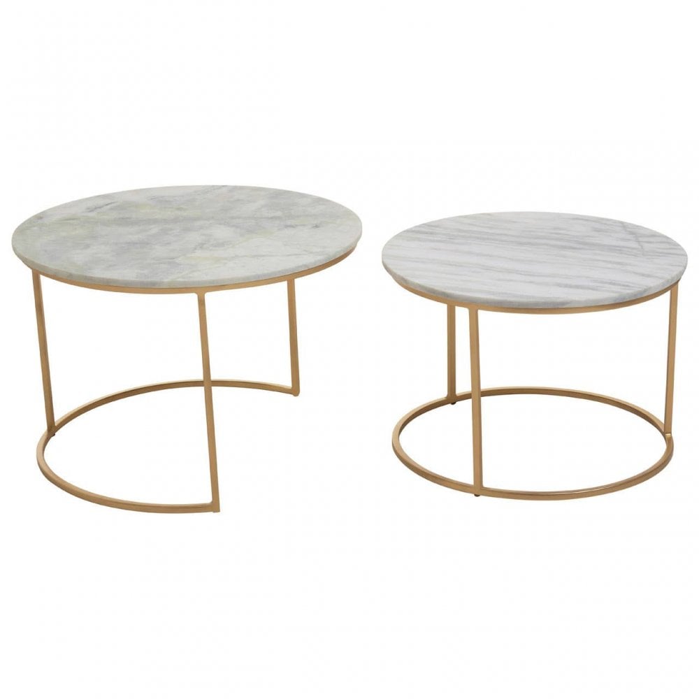 Aurelia Nest Of 2 White Marble Coffee Tables