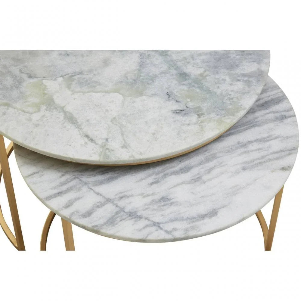 Aurelia Nest Of 2 White Marble Coffee Tables
