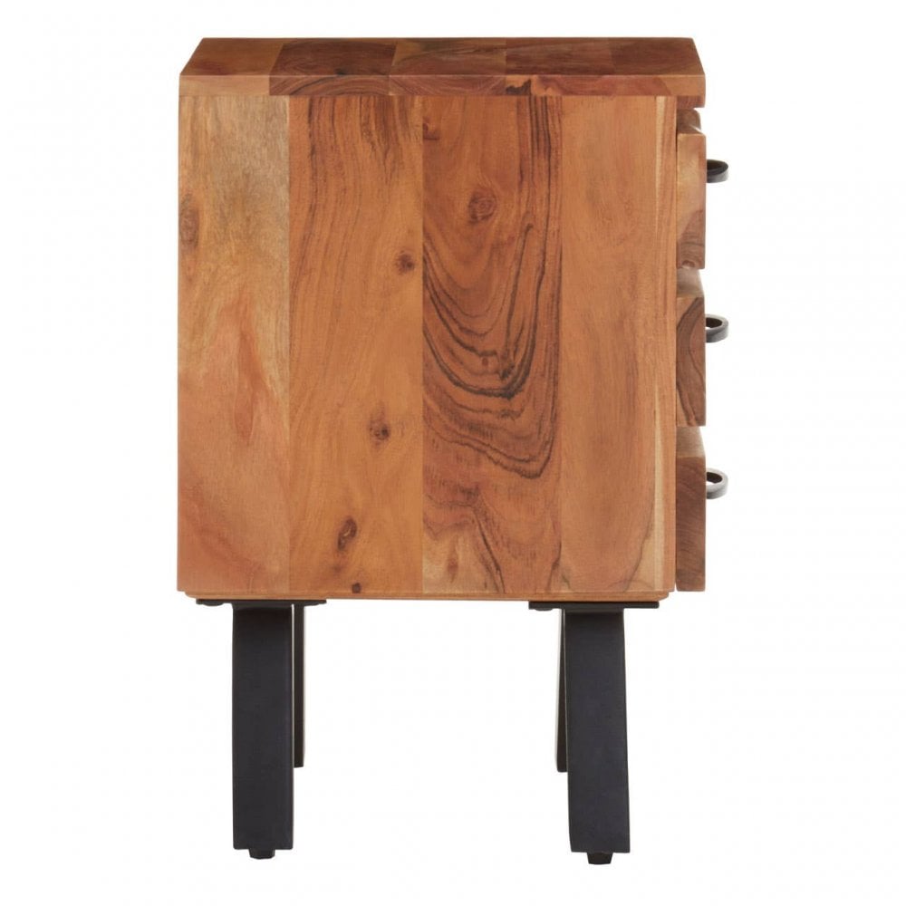 Arden Three Drawer Acacia Side Table