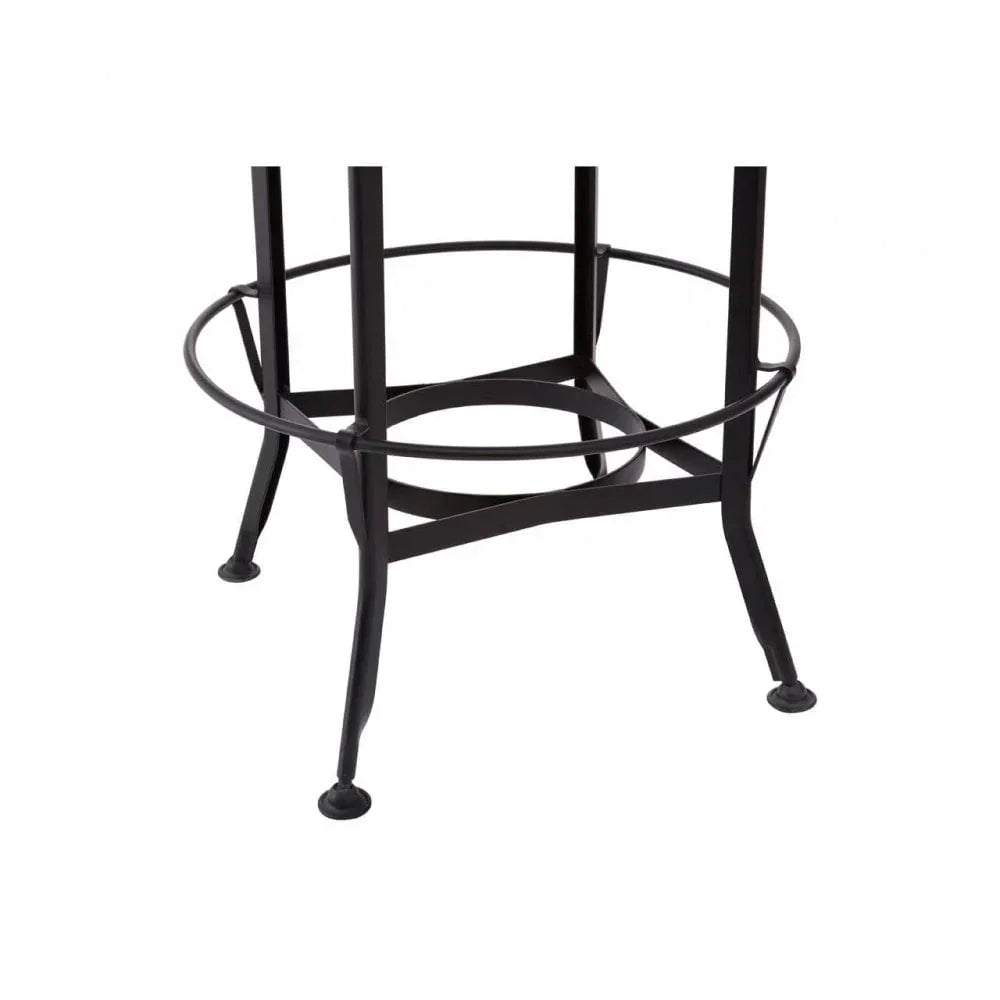 Black metal table base with four legs and circular support for dining or outdoor use