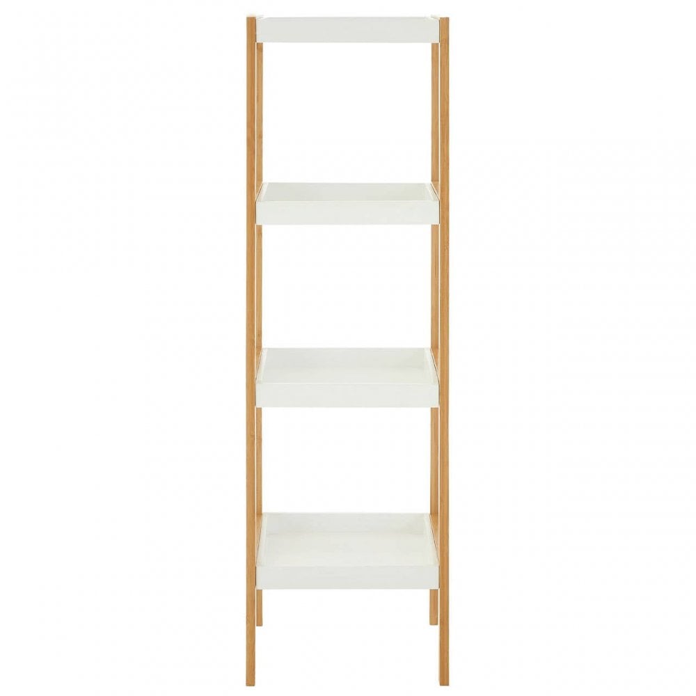 Solara Four Tiered White And Natural Shelf Unit