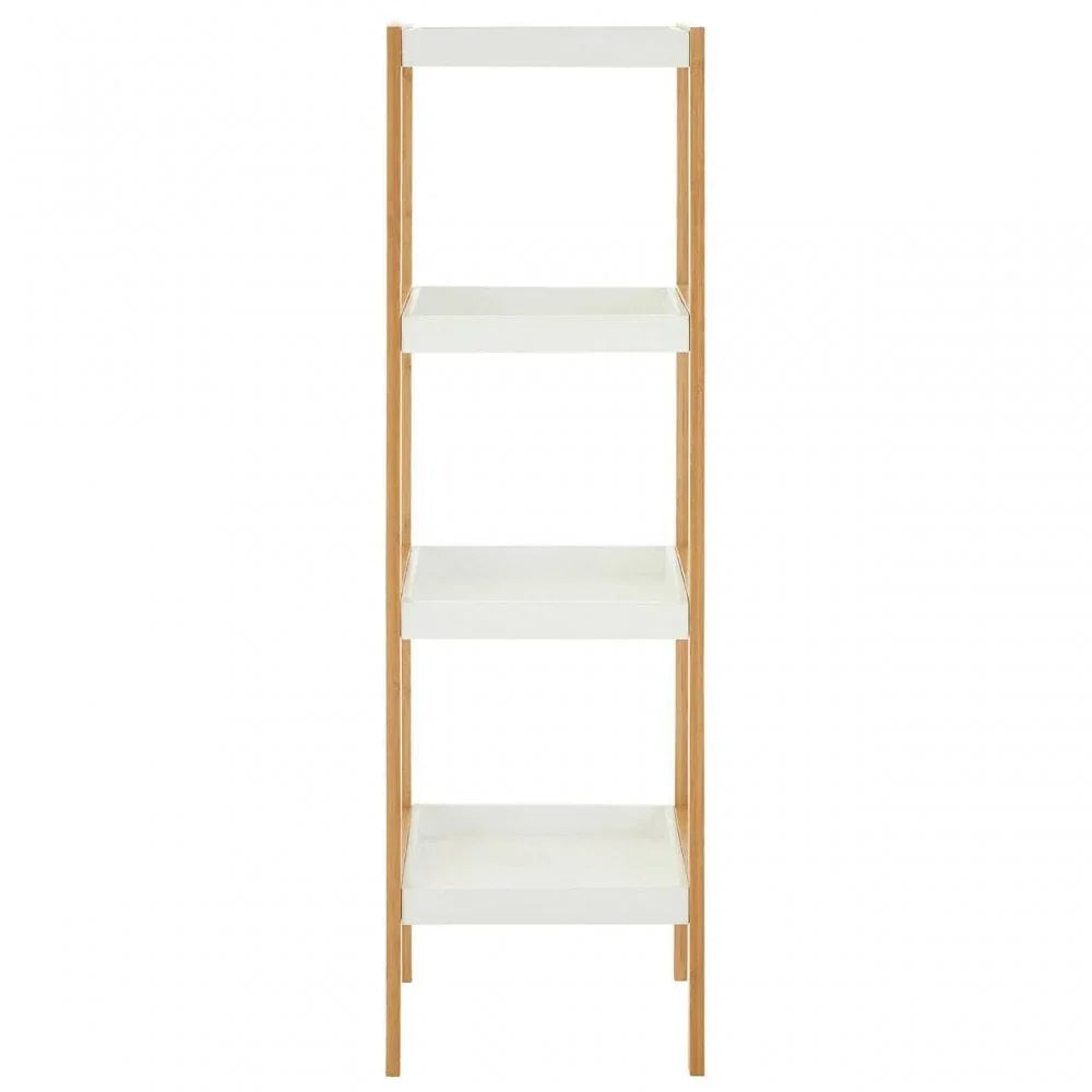 Solara Four Tiered White And Natural Shelf Unit