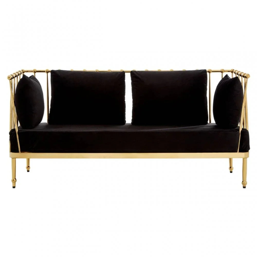 Orion 2 Seat Gold Finish Tapered Arms Sofa