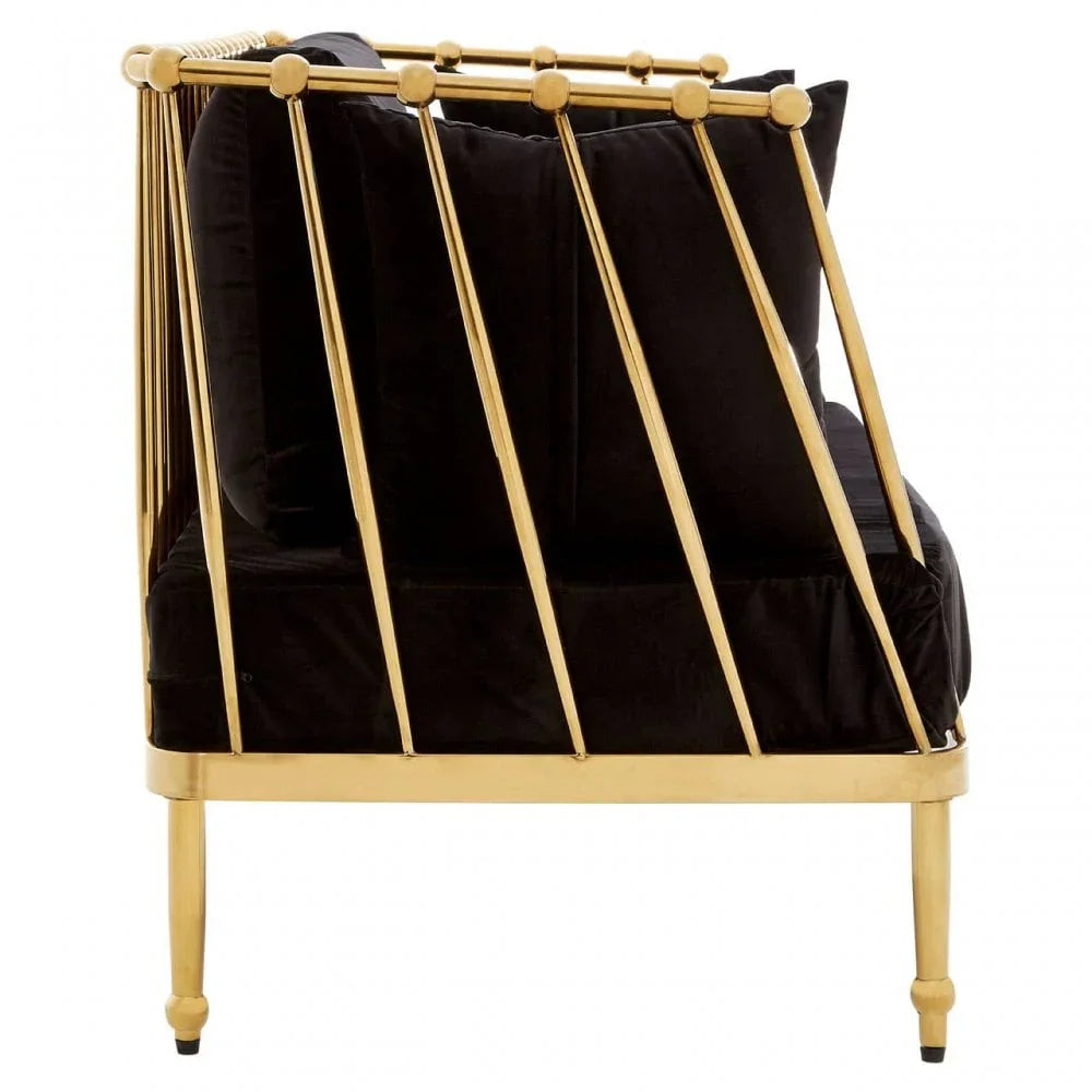 Orion 2 Seat Gold Finish Tapered Arms Sofa