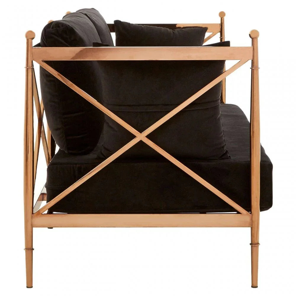 Orion 2 Seat Rose Gold Lattice Arms Sofa