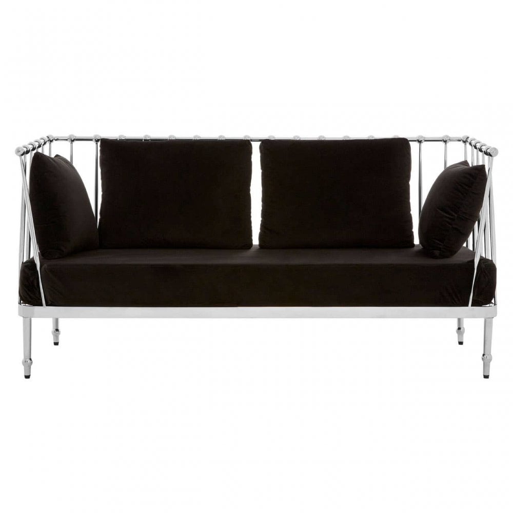 Orion 2 Seat Silver Finish Tapered Arms Sofa