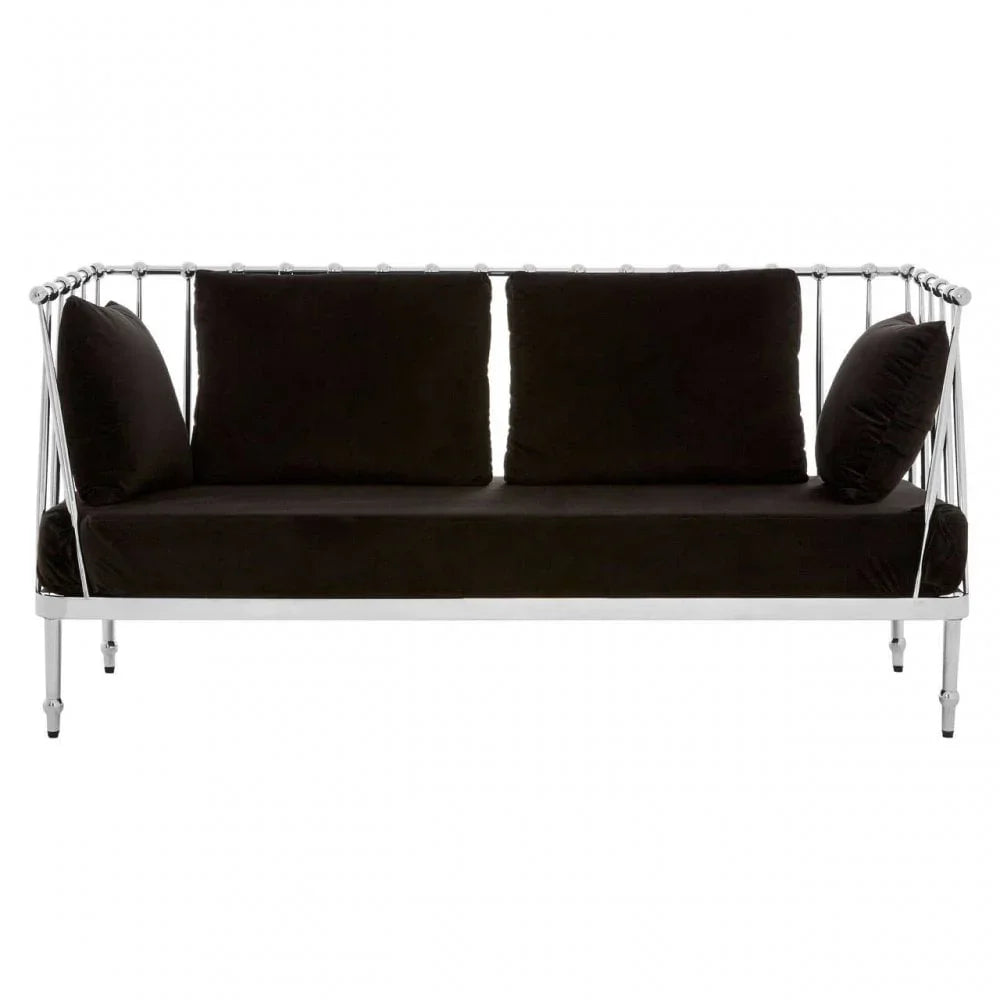 Orion 2 Seat Silver Finish Tapered Arms Sofa