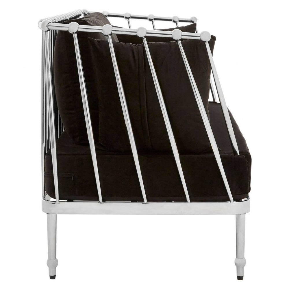 Orion 2 Seat Silver Finish Tapered Arms Sofa