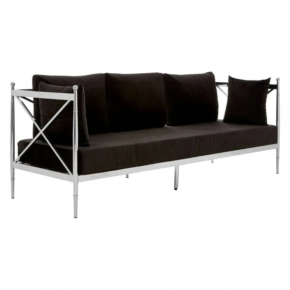 Orion 3 Seat Sofa With Silver Lattice Sides