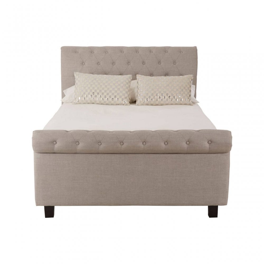 Astoria Light Grey Double Ottoman Bed