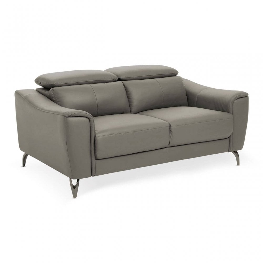 Shelby 2 Seat Grey Leather Sofa