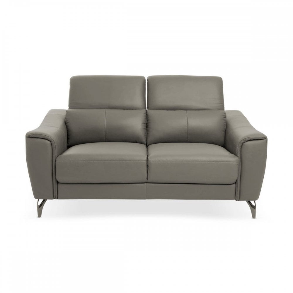 Shelby 2 Seat Grey Leather Sofa