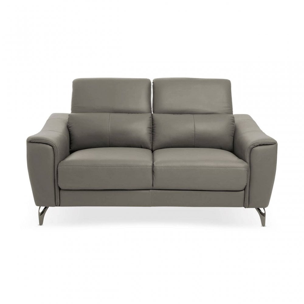 Shelby 2 Seat Grey Leather Sofa