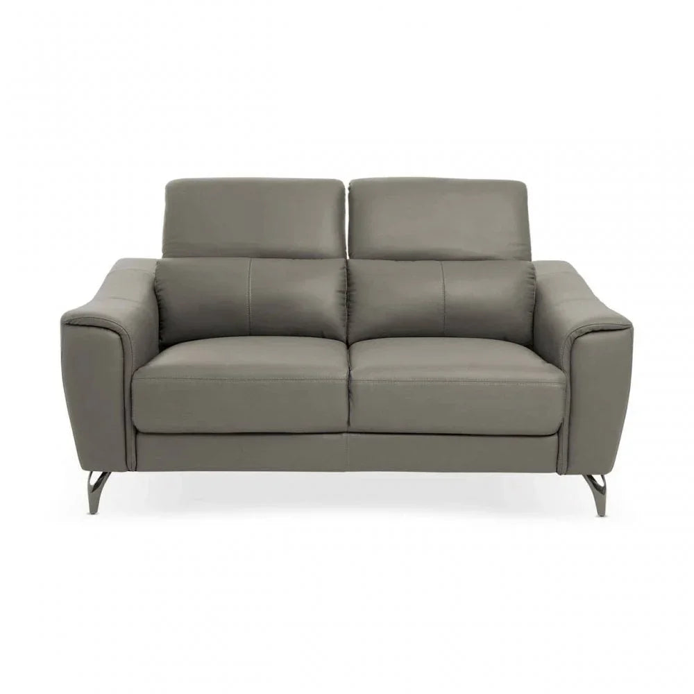 Shelby 2 Seat Grey Leather Sofa