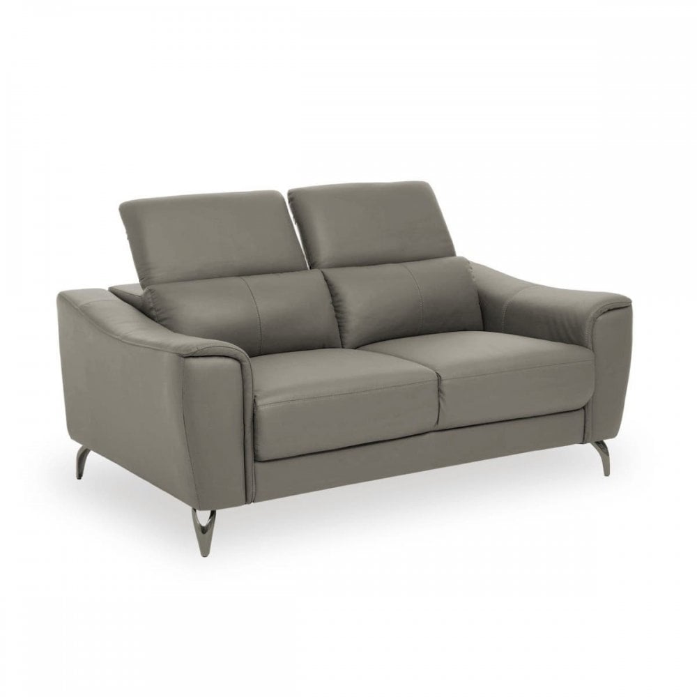 Shelby 2 Seat Grey Leather Sofa
