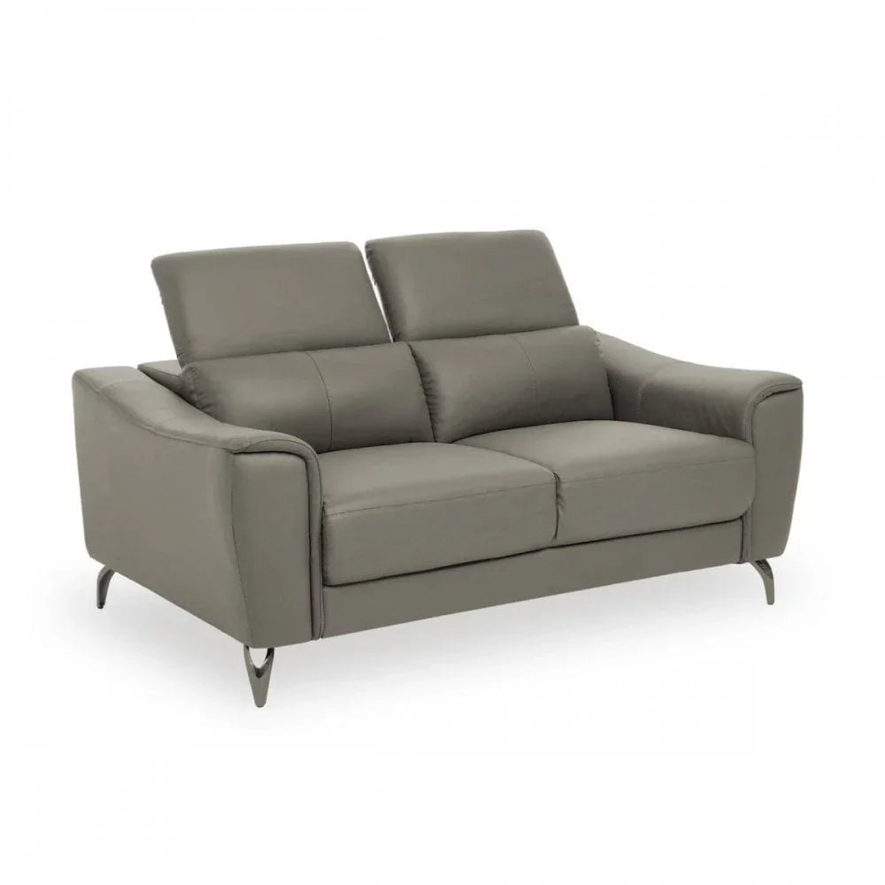 Shelby 2 Seat Grey Leather Sofa
