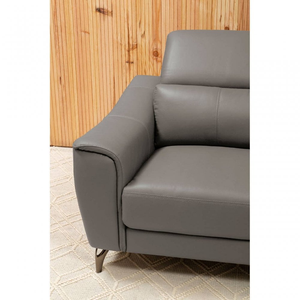 Shelby 2 Seat Grey Leather Sofa