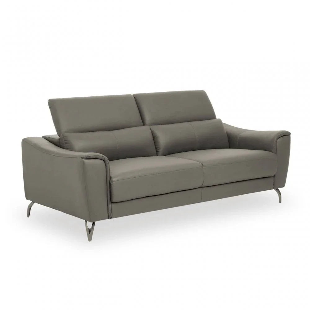 Shelby 3 Seat Grey Leather Sofa