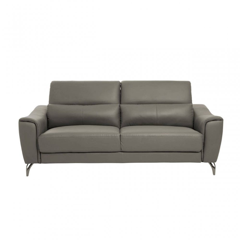 Shelby 3 Seat Grey Leather Sofa