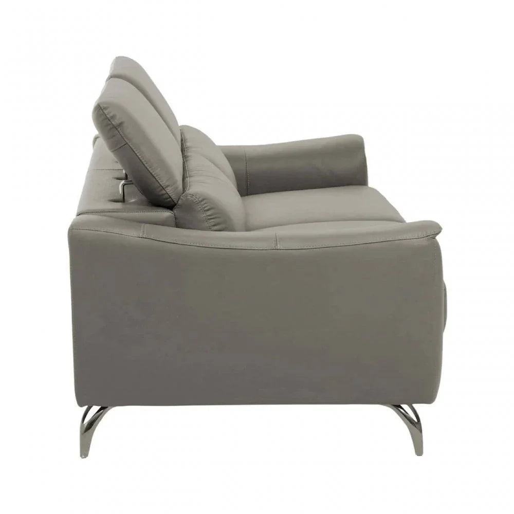 Shelby 3 Seat Grey Leather Sofa