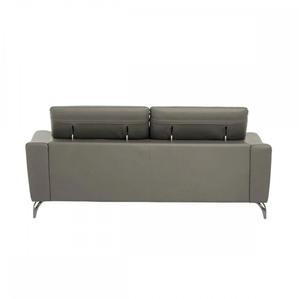 Shelby 3 Seat Grey Leather Sofa