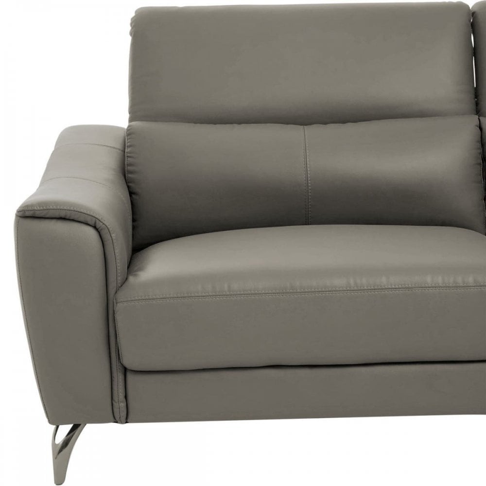 Shelby 3 Seat Grey Leather Sofa