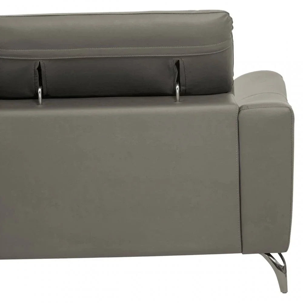 Shelby 3 Seat Grey Leather Sofa