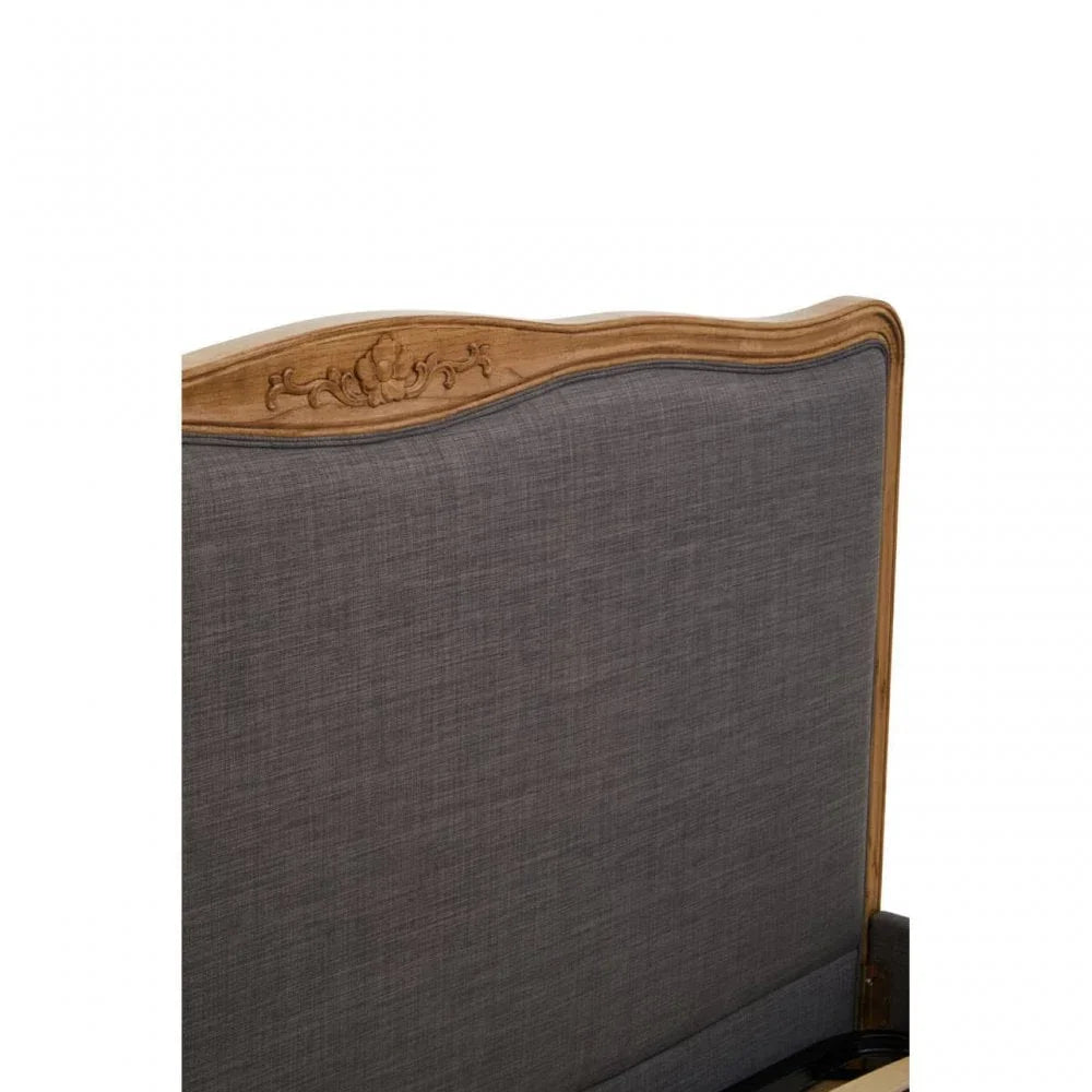 Buy upholstered wooden headboard online, vintage carved bed frame, elegant bedroom furniture