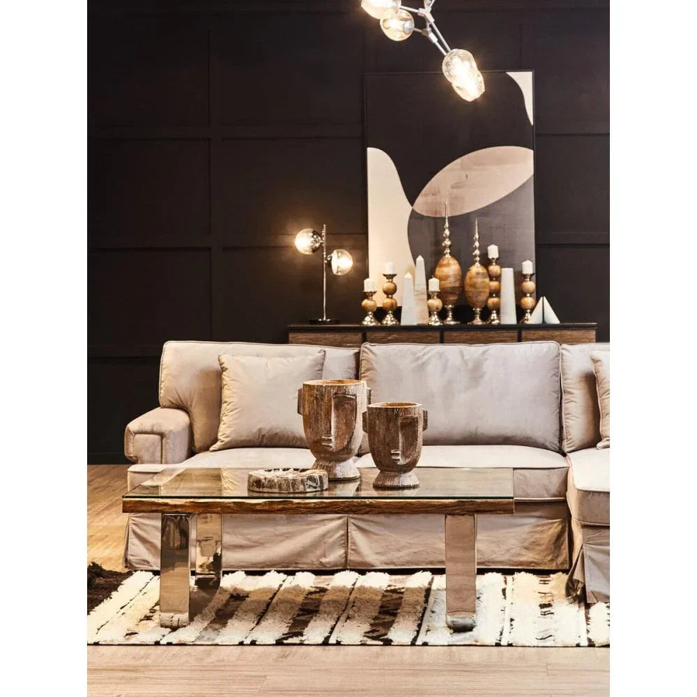 Camden Three Seat Velvet Chaise Sofa