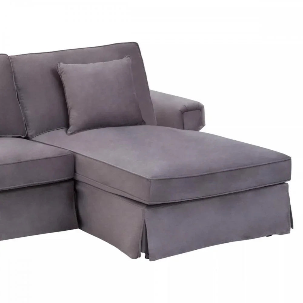 Camden Three Seat Velvet Chaise Sofa