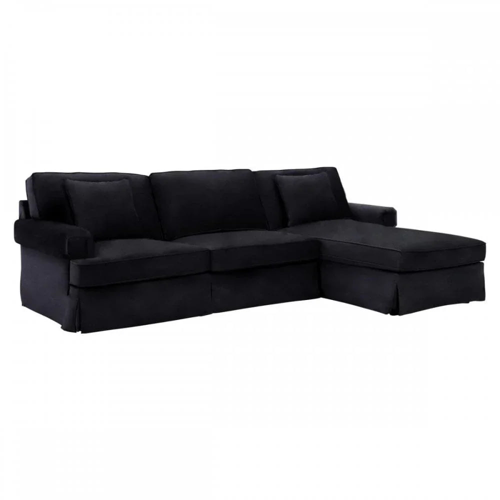Camden Three Seat Velvet Chaise Sofa